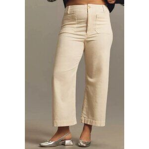 NWT Anthropologie Maeve 18W The Colette Wide Leg Cropped Cream Ivory Corduroy